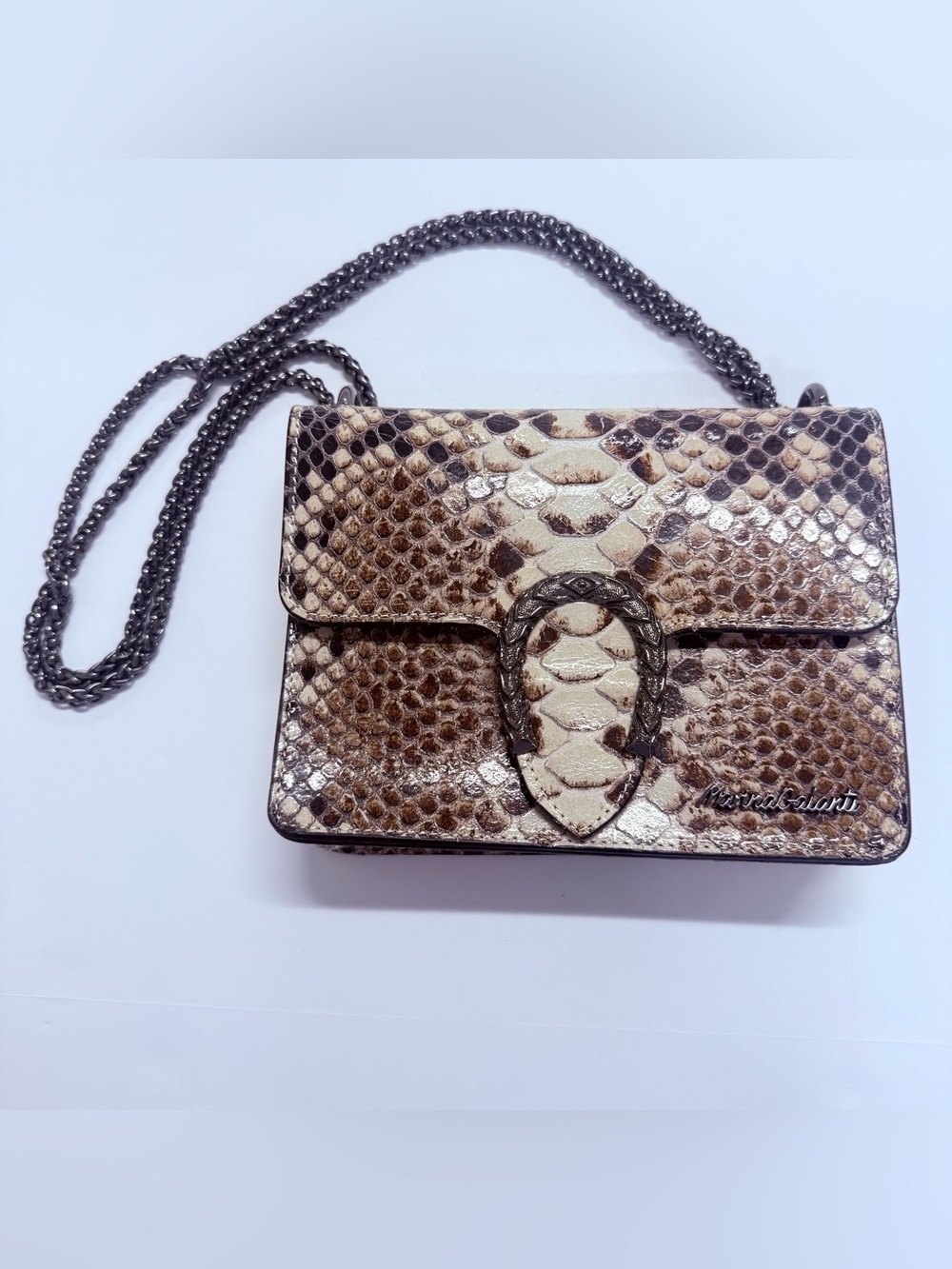 Marina Galanti Vera Pelle Snakeskin Leather Crossbody Bag Italy Horseshoe